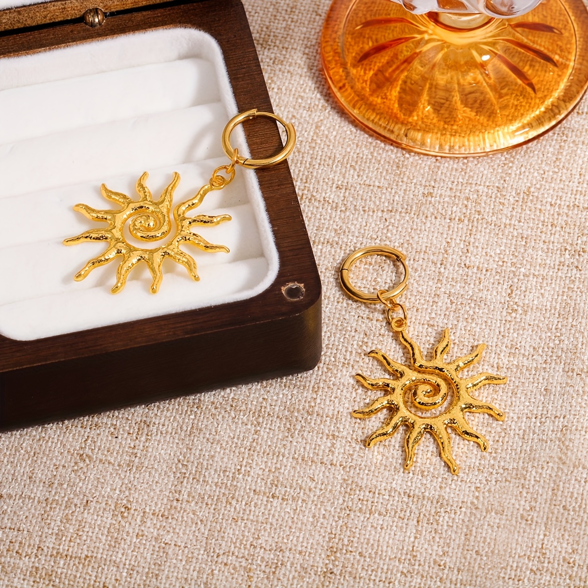 Sun-Shaped Stainless Steel Earrings — Vintage Style Gift